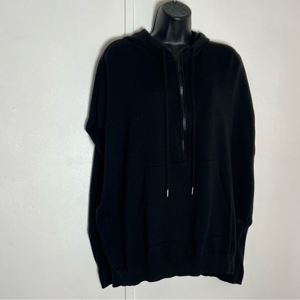 ATM Anthony Thomas Melillo Black Hoodie drawstring Sleeveless Kangaroo Top XS